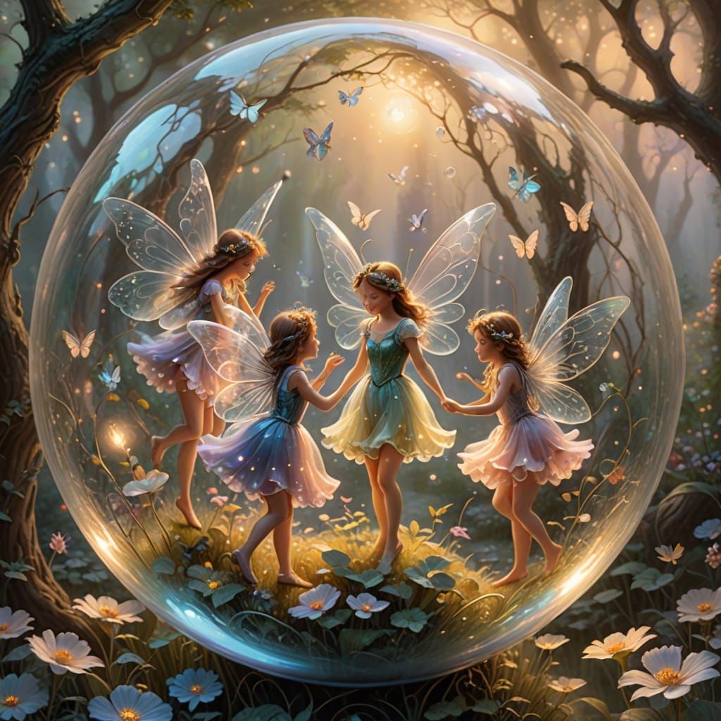 Fairies in a Bubble: Ethereal Fantasy Art