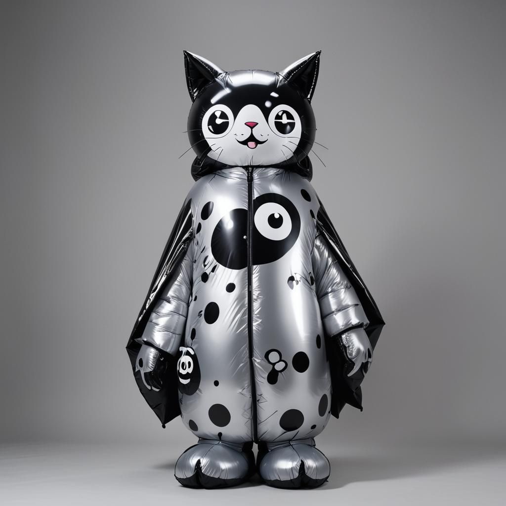 Inflatable Gothic Cat Cartoon in Murakami Style