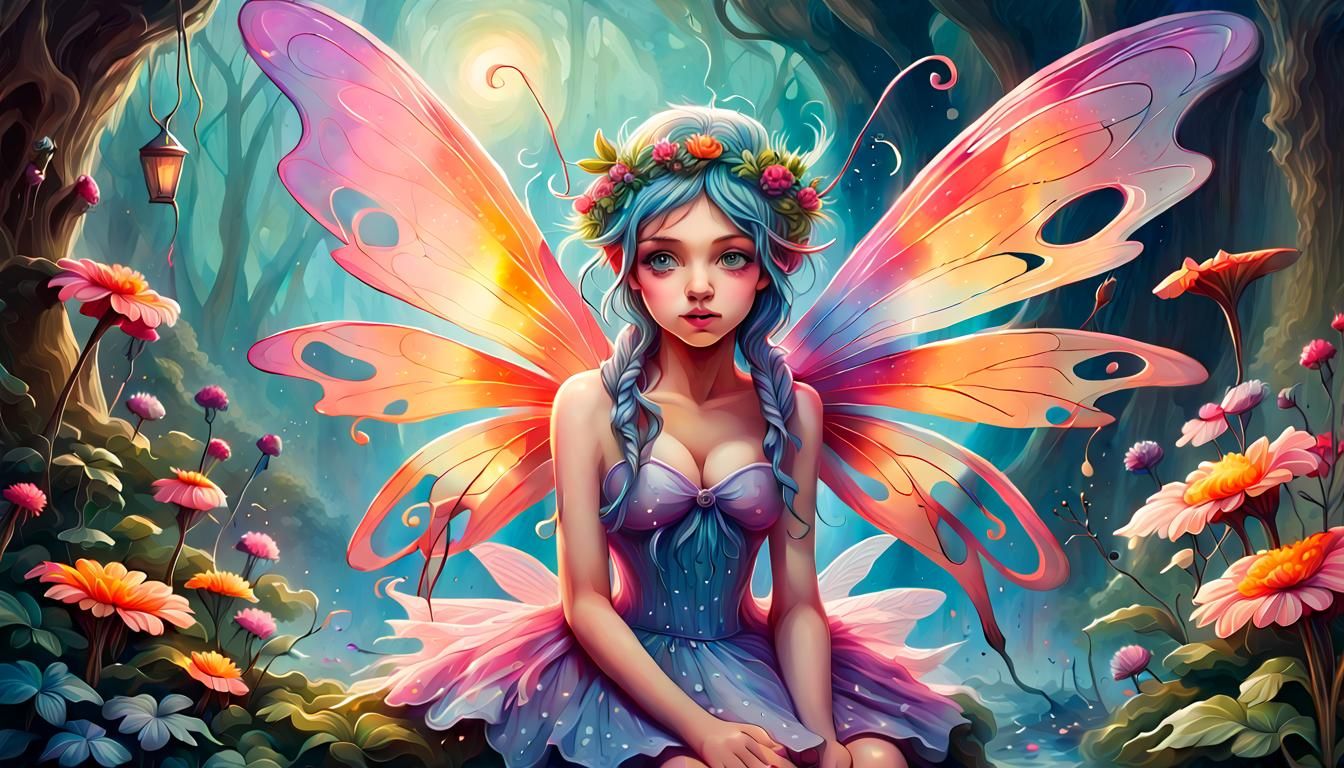 Fairy in Whimsical Candyland Graffiti Art