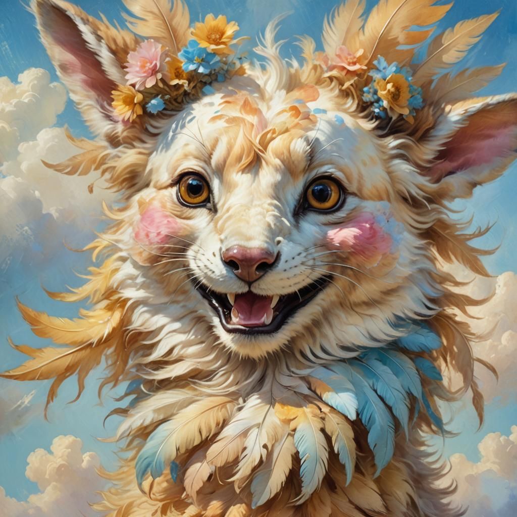 Anthropomorphic Animal Portrait in Soft Pastel Style