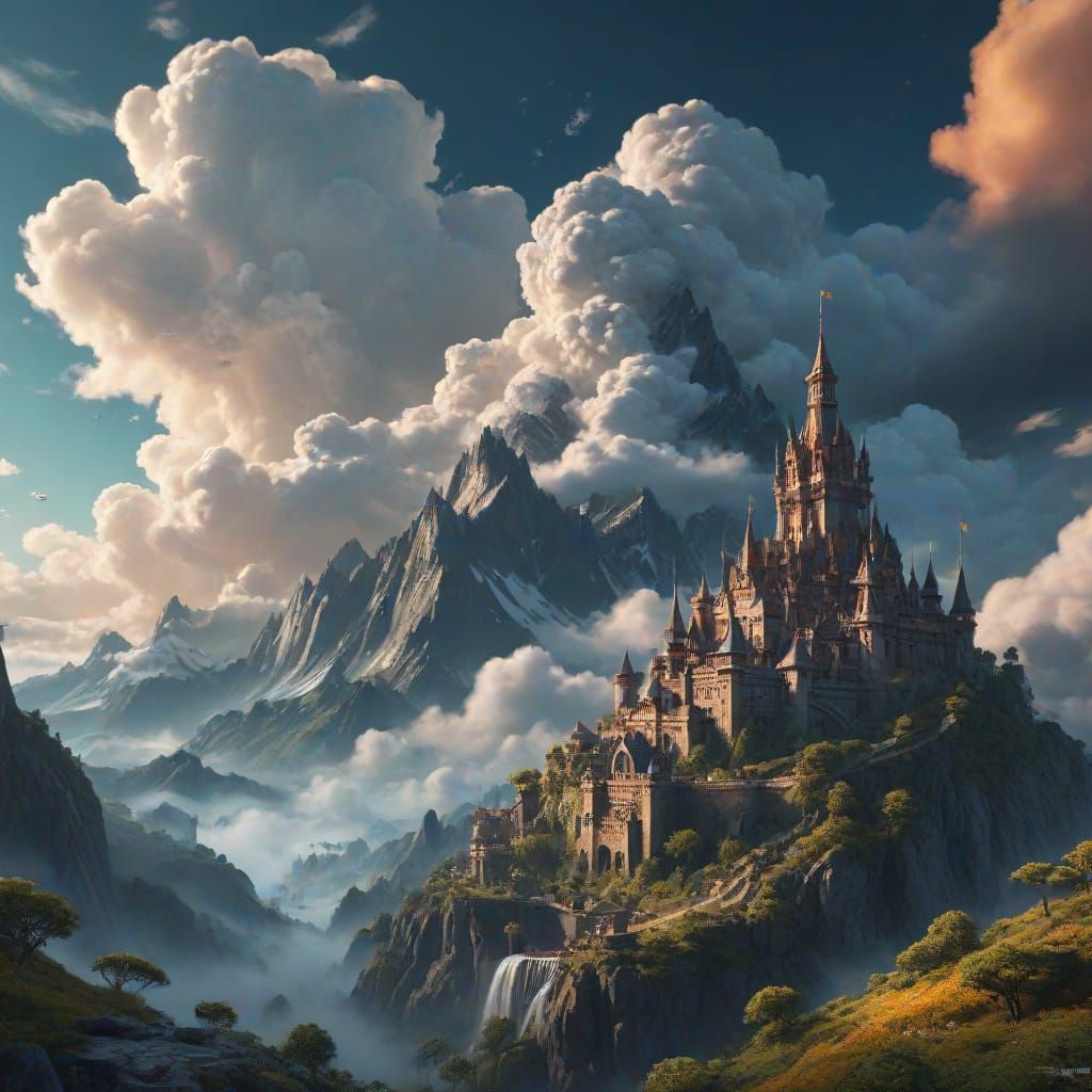 Fantastical Cloudscape: A Detailed Matte Painting
