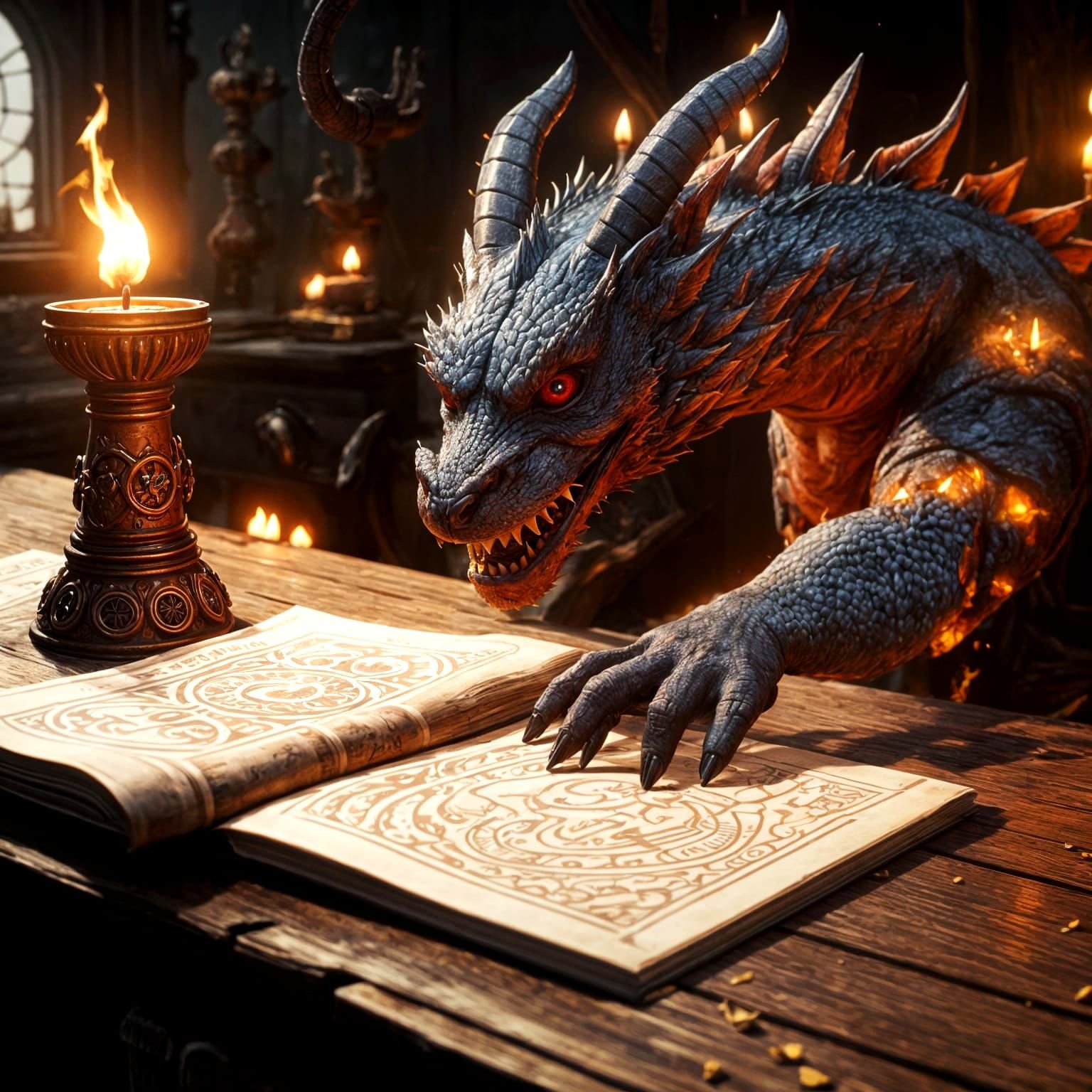 Enchanted Wizard's Lair in Soft Candlelight