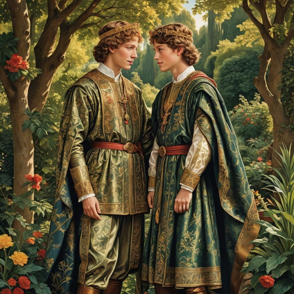 David and Jonathan in Divine Sunlight, Renaissance Style