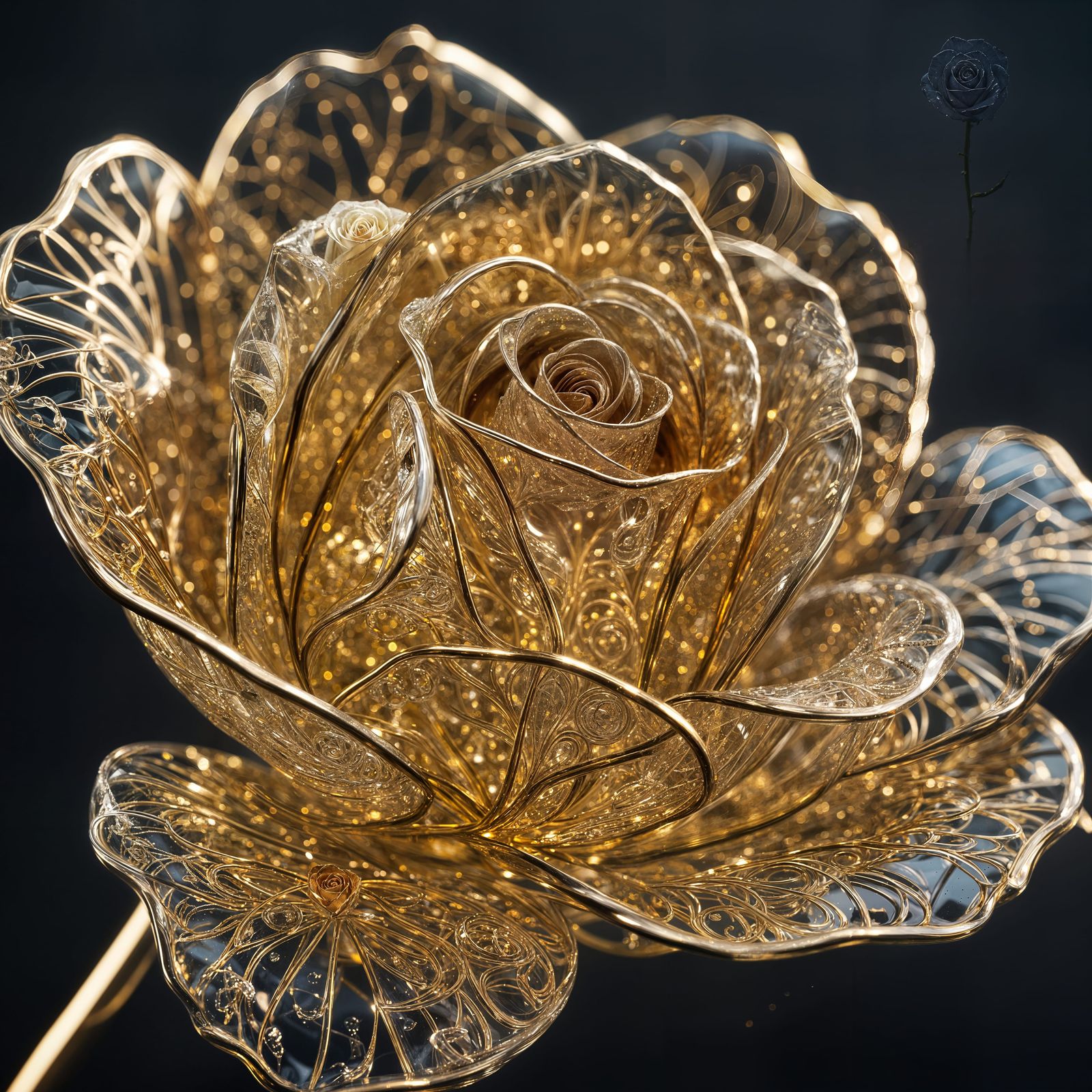 Glass Rose with Shimmery Lighting in Photography