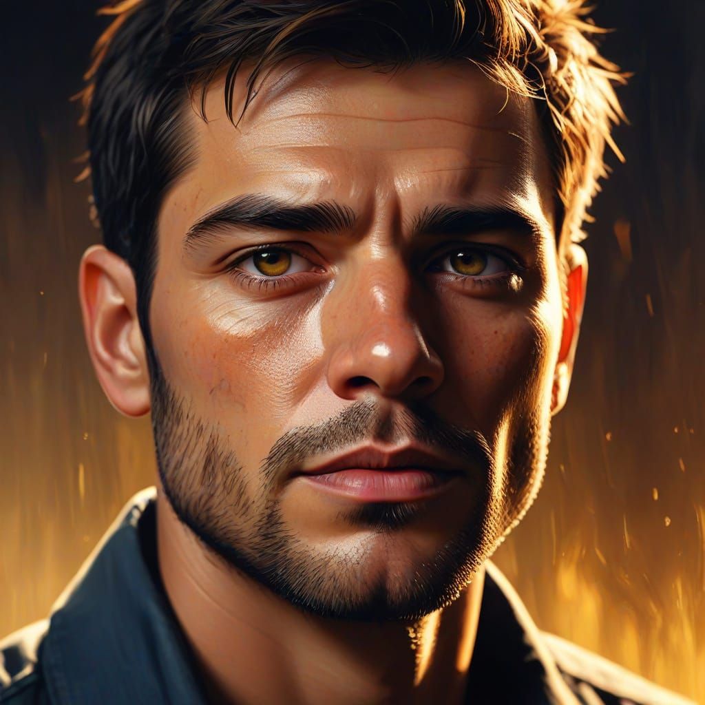 Vibrant Portrait of a Man in Oil Painting Style