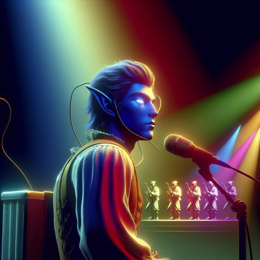 Character Performing with Band in Fantasy Concept Art
