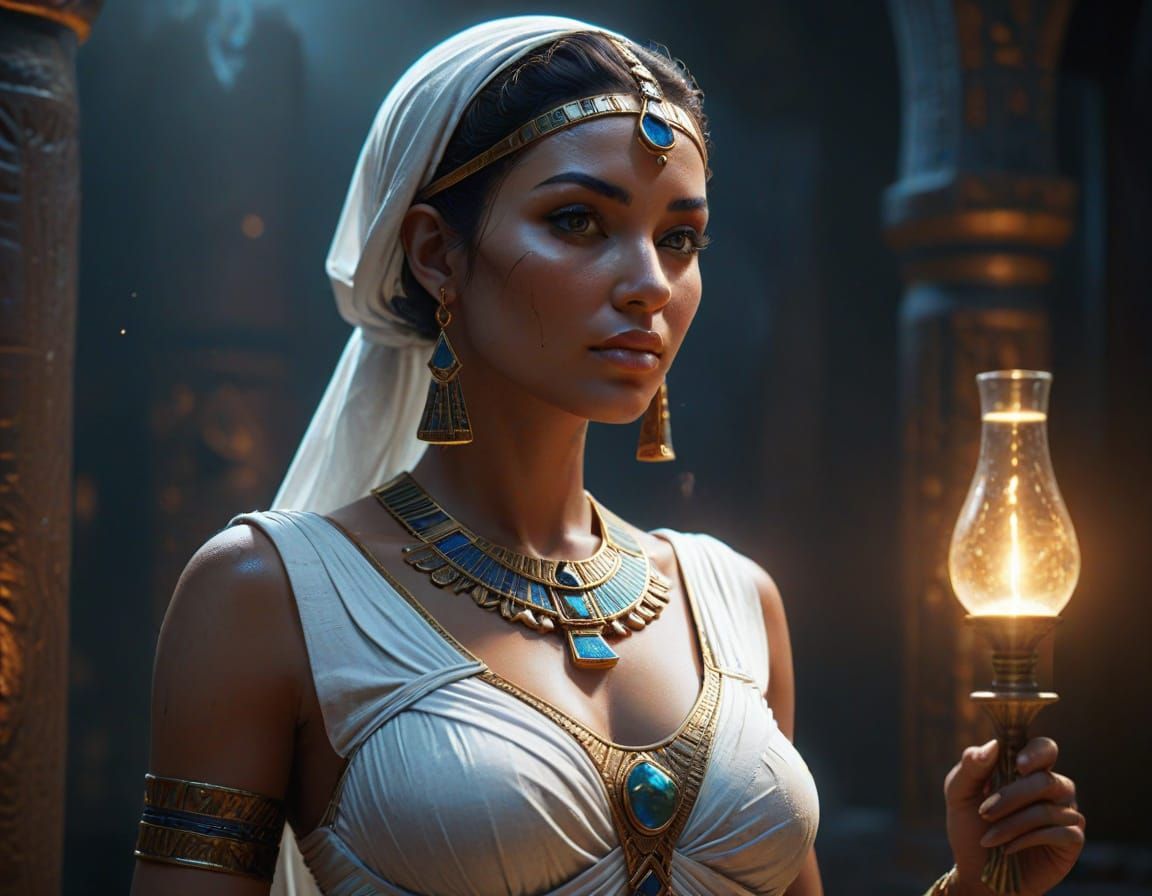 Ancient Egyptian Goddess in Dark Fantasy Portrait