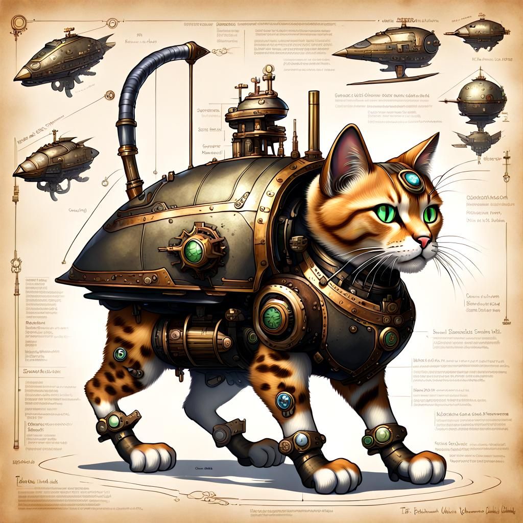 Steampunk War Cat Diagram from Atlantis Workshop