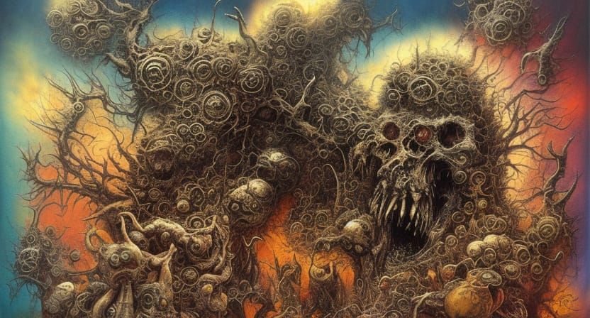 Brutal Death Metal Album Cover in Sci-Fi Fantasy Style
