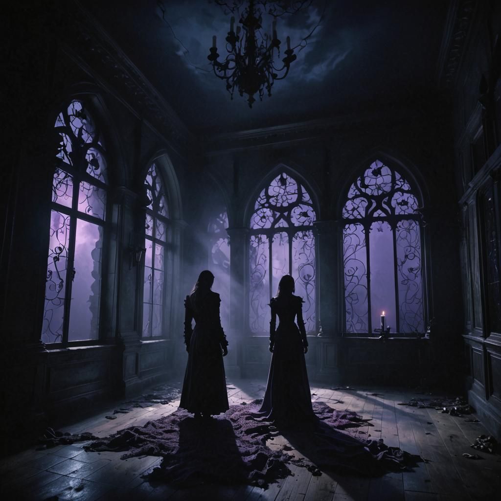 Eerie Mansion: Gothic Architecture with Dark Surrealism