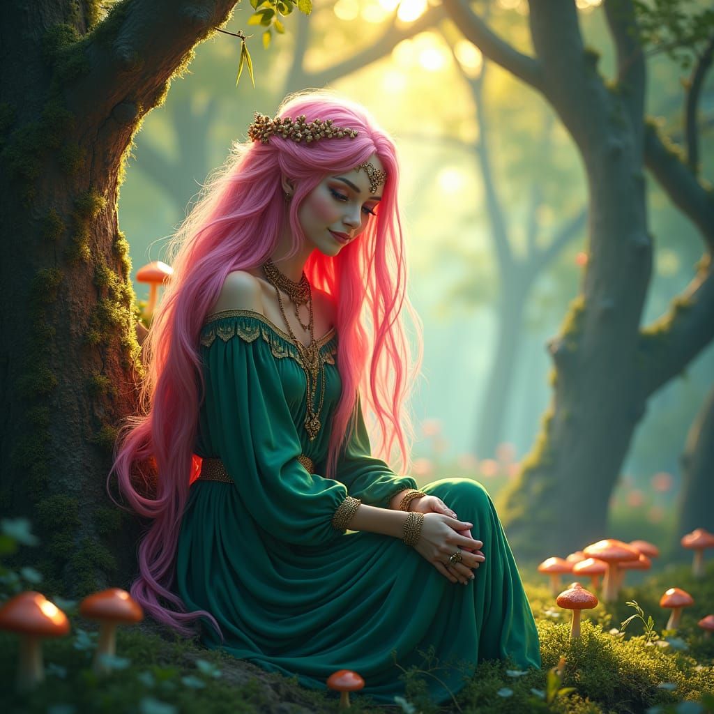 Mystical Forest Nymph in Dreamlike Digital Art