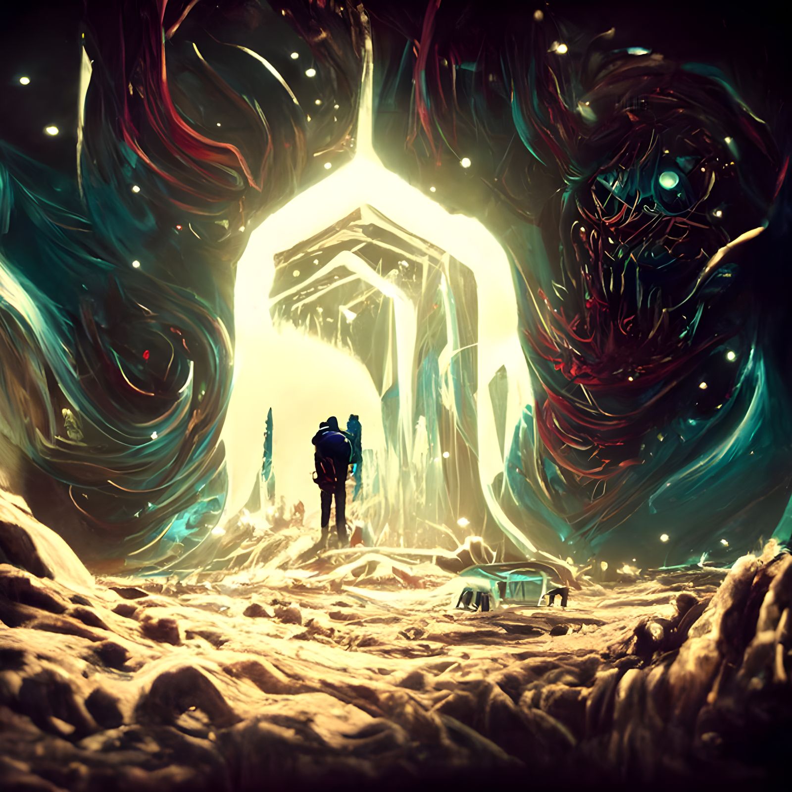 Sinister Cosmic Crystal Landscape by Dan Mumford