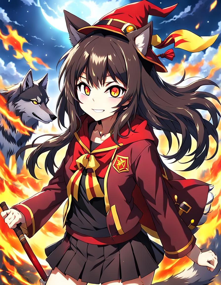 Megumin as a Wolf Girl Fantasy Character