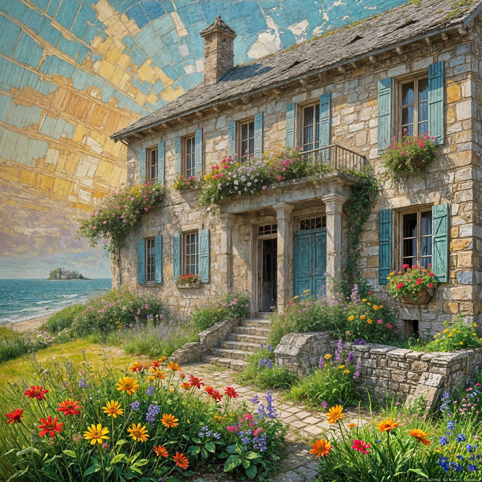 Vibrant Neo Impressionist Masterpiece of Nature's Reclaiming