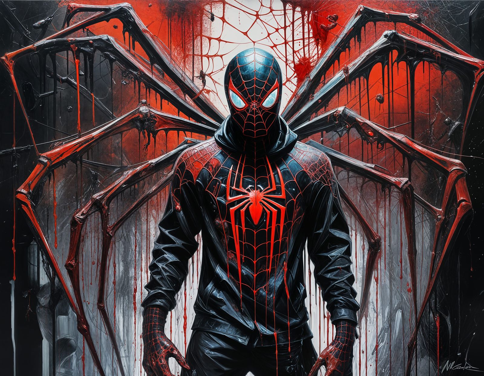 Evil Miles Morales with Demonic Wings, Dystopian Art