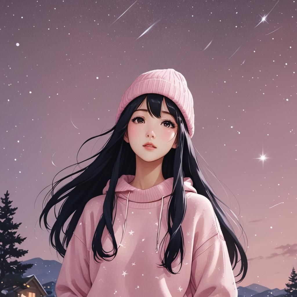 Heartbroken Girl Under Starry Sky: Manga Anime Art
