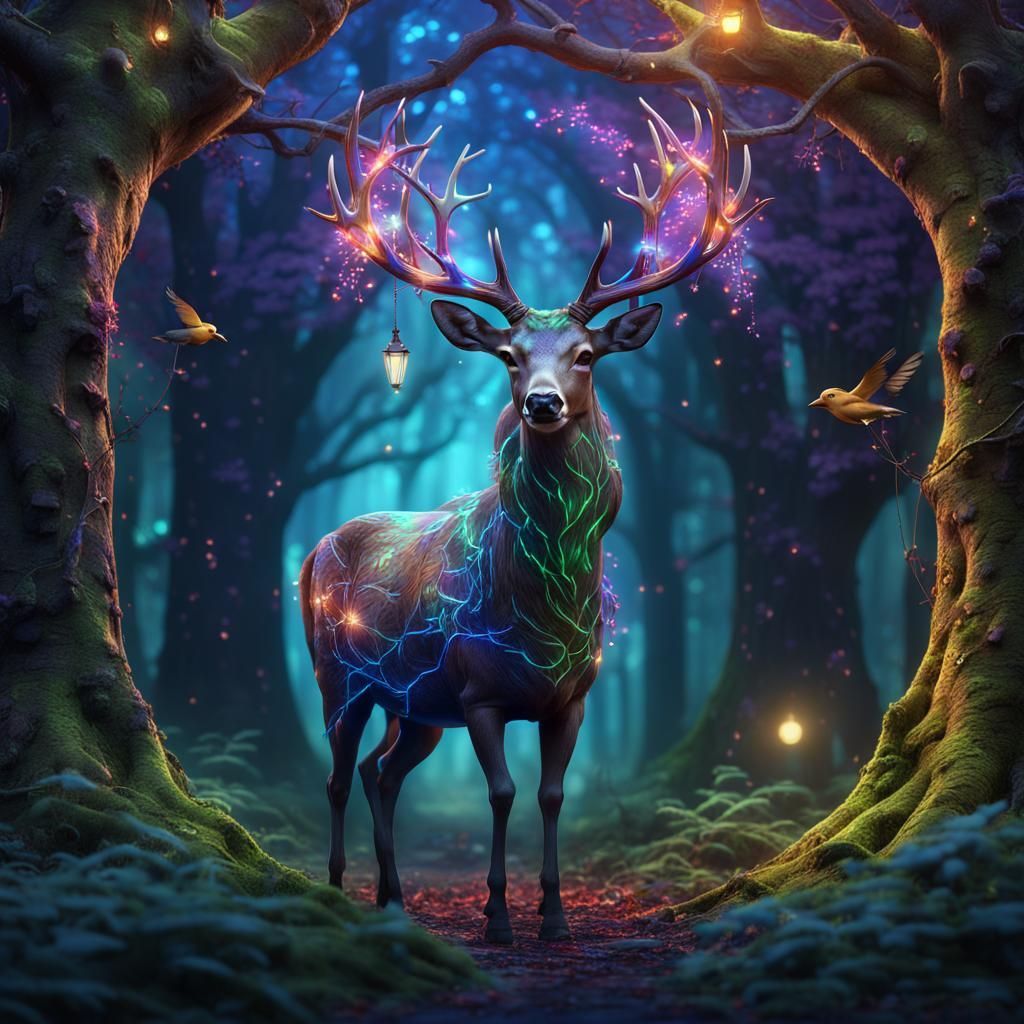 Tree of Life Deer in Enchanted Forest