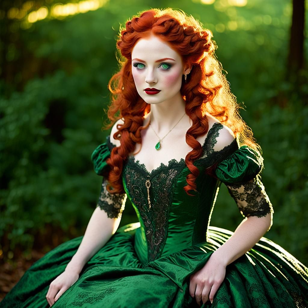 Southern Belle in Civil War Era Gown