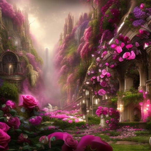 Roses and Orchids: Detailed Digital Matte Painting
