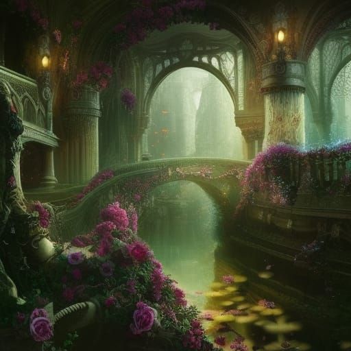 Roses and Orchids: Detailed Digital Matte Painting