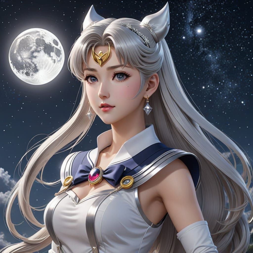 Sailor Moon Goddess in Shimmering Silver
