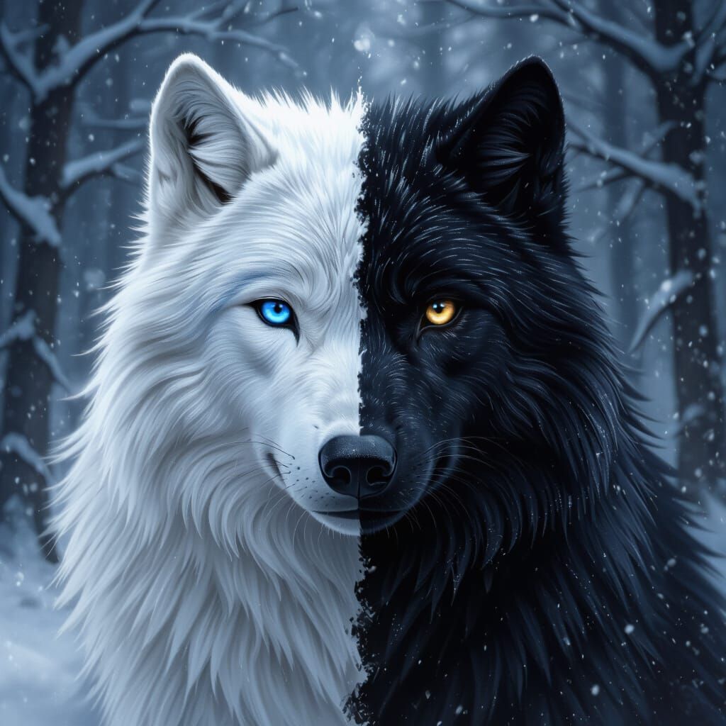 split wolf image
