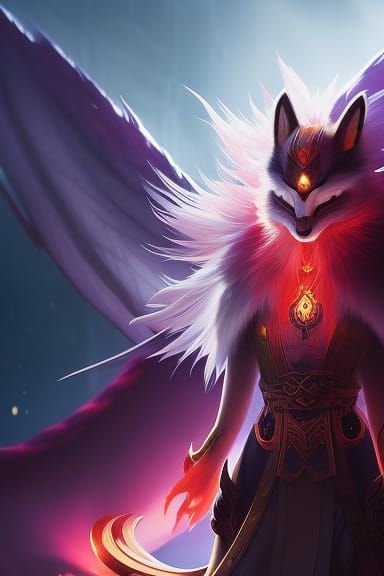 Beautiful Nine-Tailed Fox in Manhwa Style