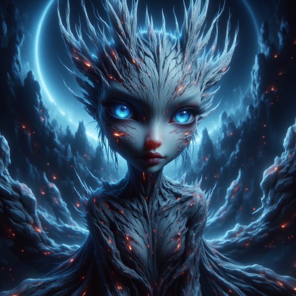 Whimsical Alien in a Dark Fantasy World