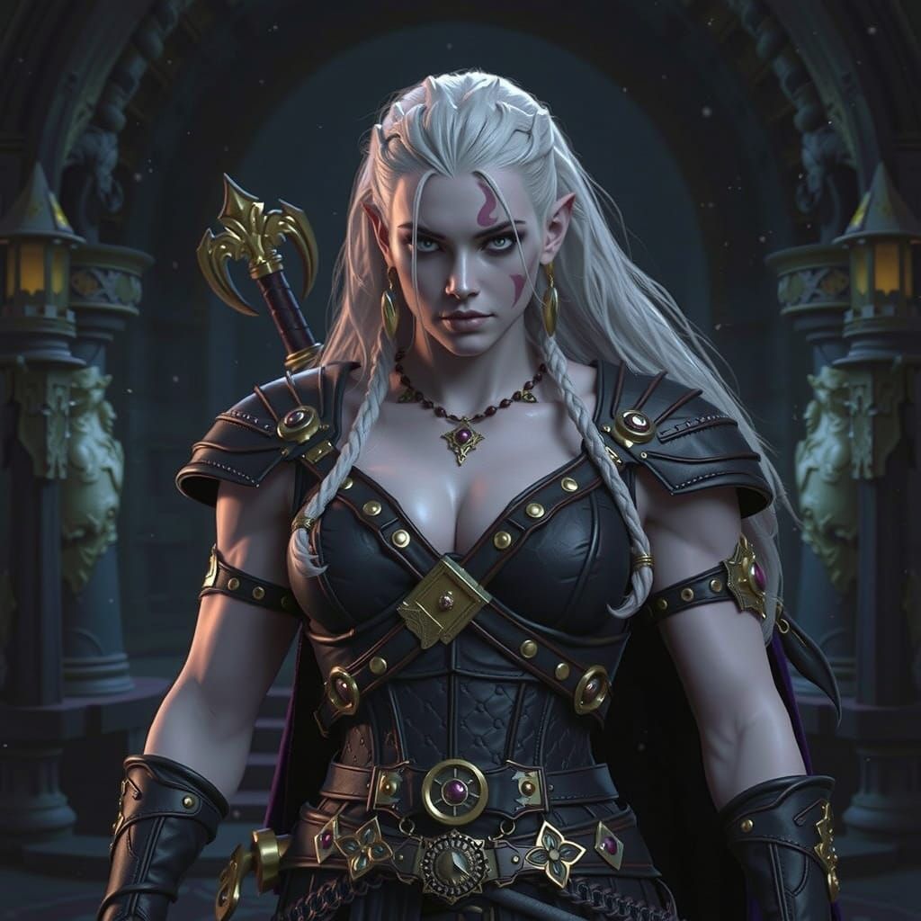 Drow Warrior Mommy Wields Scythe in Dark Fantasy Art