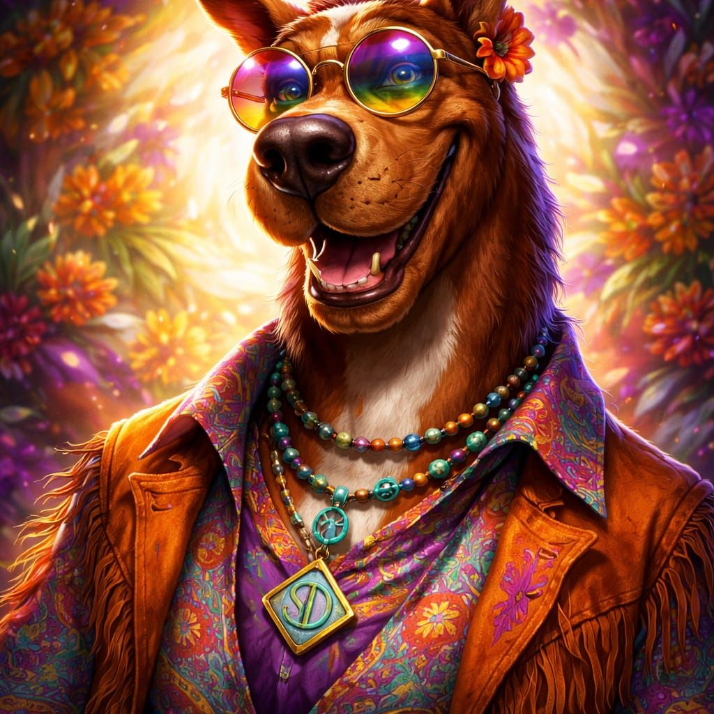 Scooby-Doo Fantasy Portrait in Groovy 70s Style