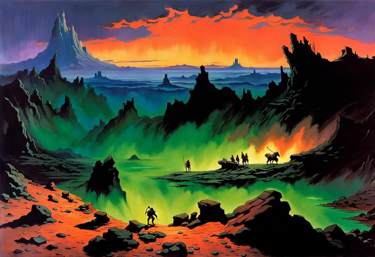 Barren Wasteland with Acid Pools, Fantasy Art