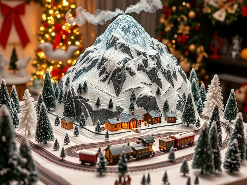 Christmas Wonderland Model Train Set Scene