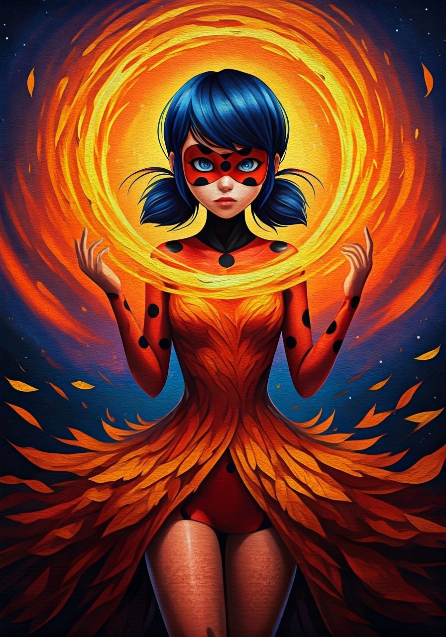 Cosmic Ladybug Sorceress Conjures Autumn Leaves