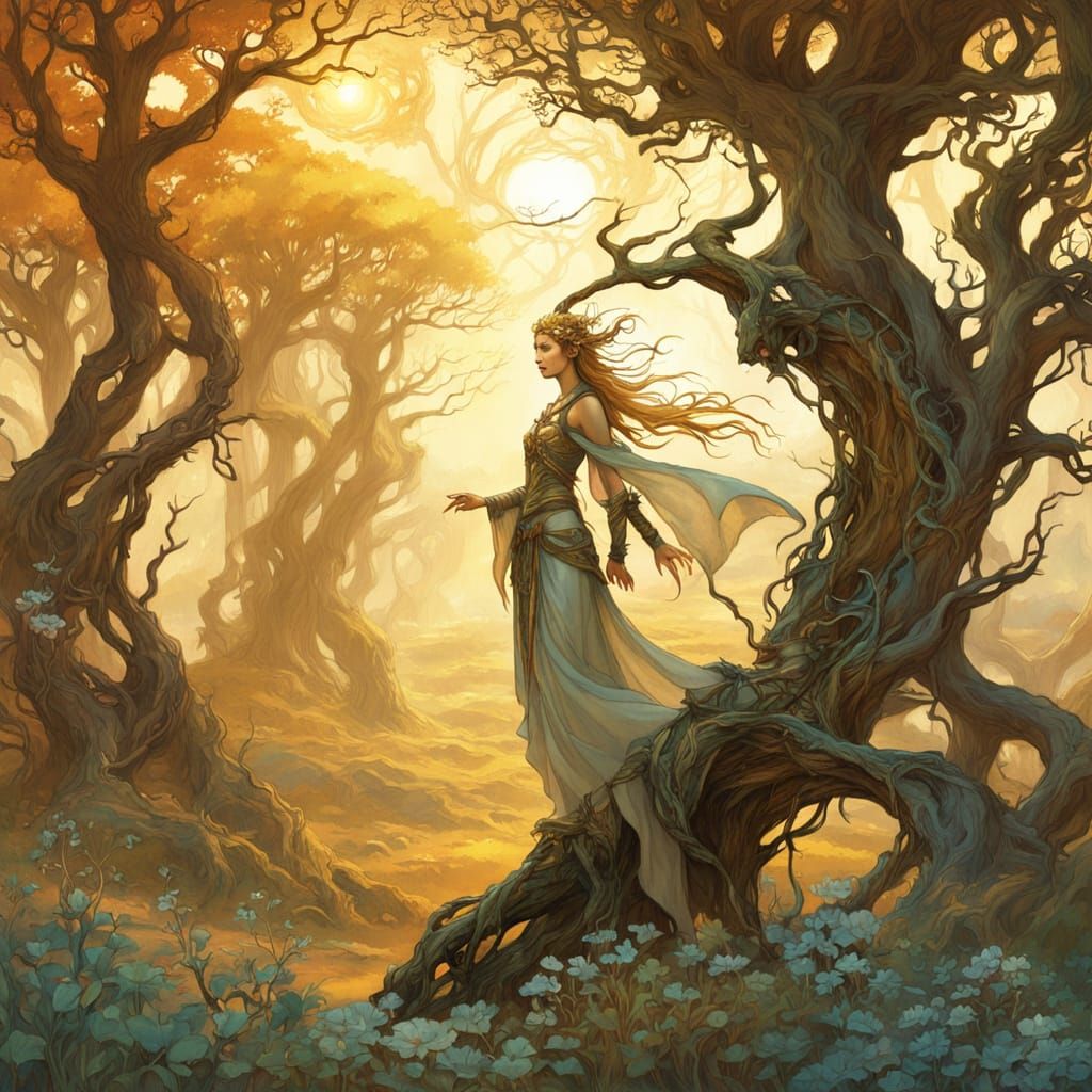 Elven Forest Meets Desert Yin Yang in Fantasy Art