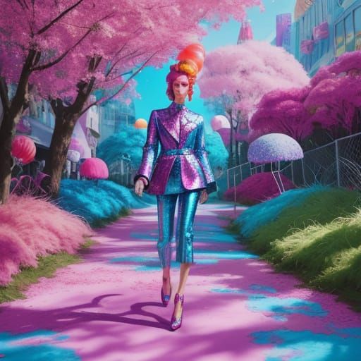 Candy Landscape Woman in David Bowie Style