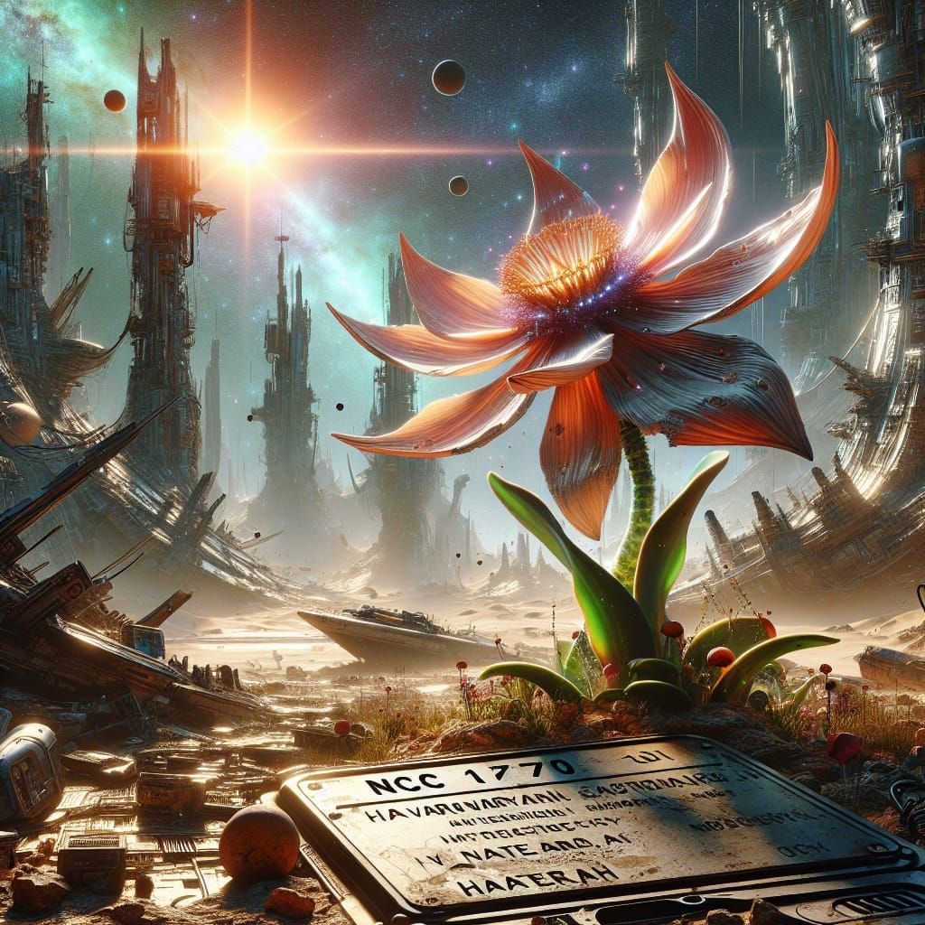 Bioluminescent Flower Blooms on Alien Ruins