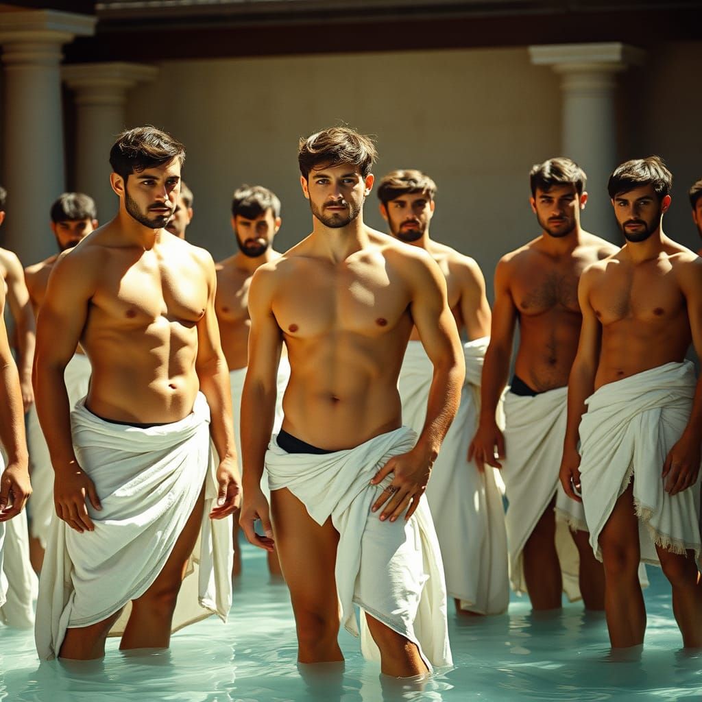 Roman Bathing Area: Classical Beauty and Drama