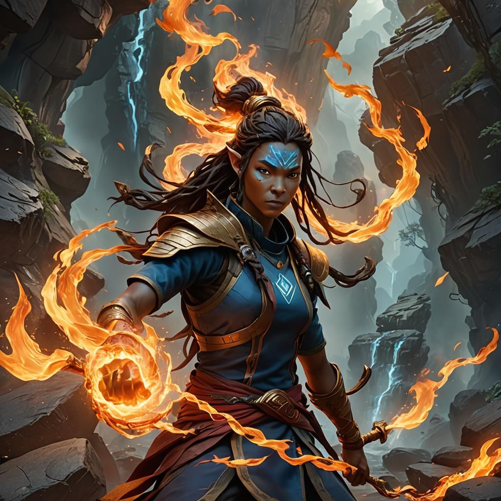 Elemental Avatar: Fire, Wind, and Earth in Harmony