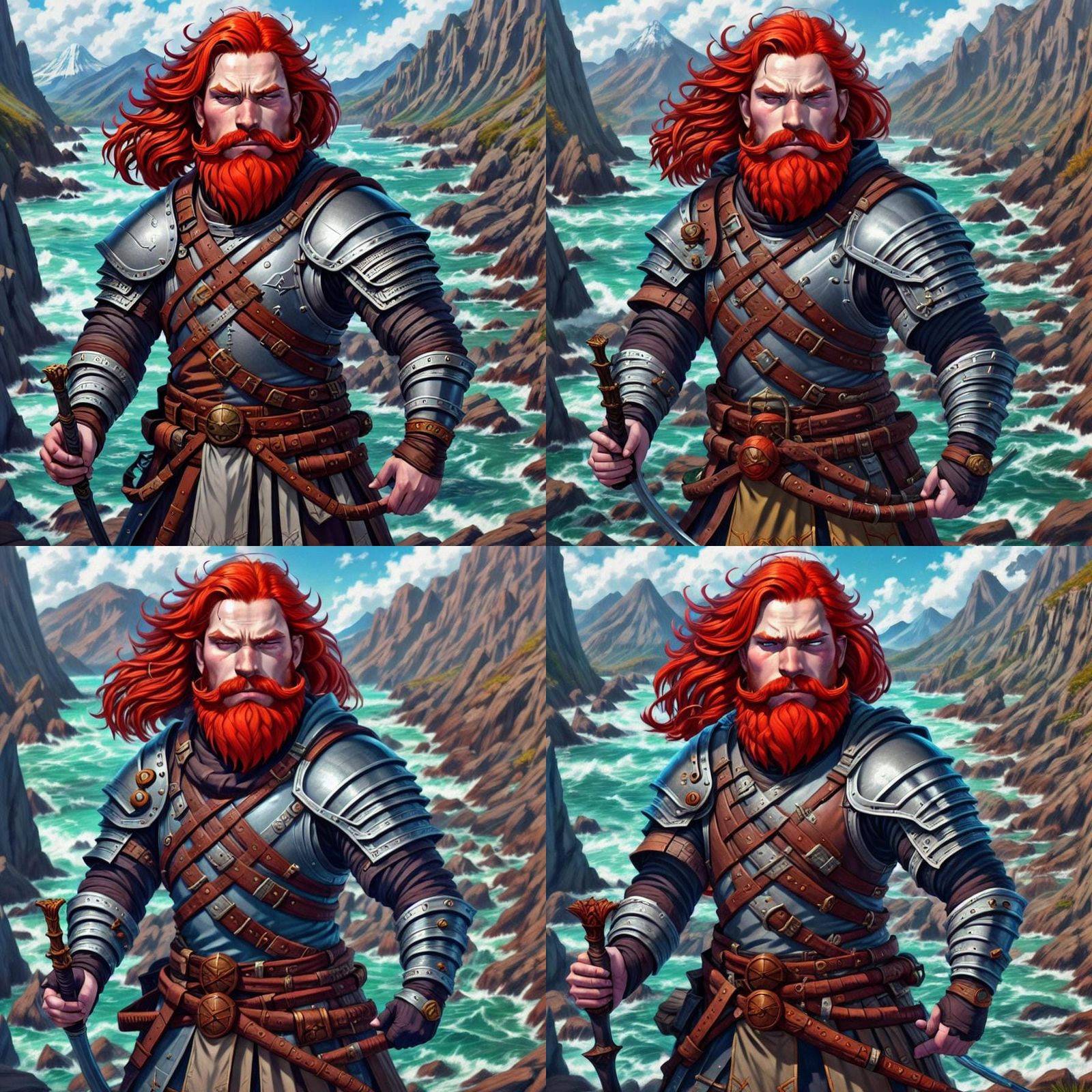 Stout Human Fighter with Scar and Quarterstaff