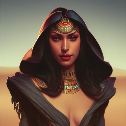 Egyptian Vampire in Desert: Hyperdetailed Art Portrait