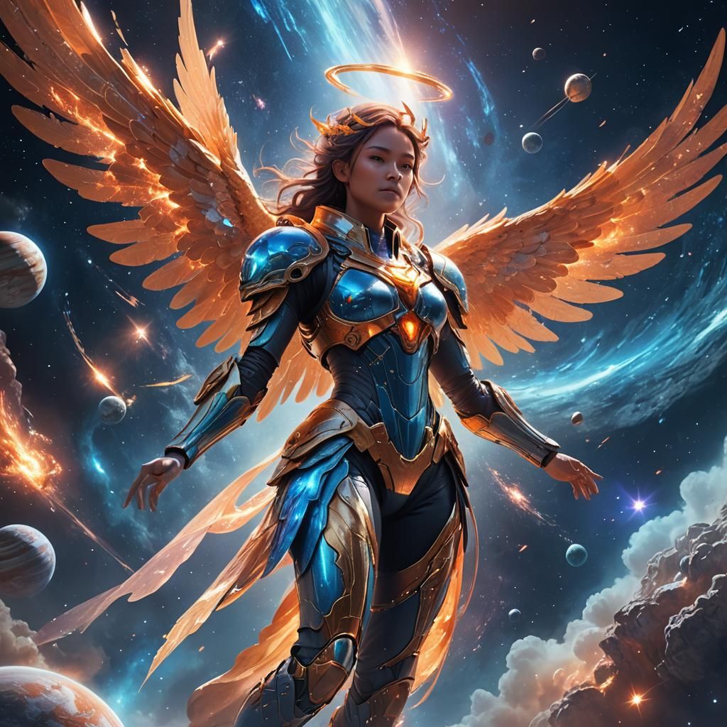 Cosmic Angel in Interstellar Space as Digital Art