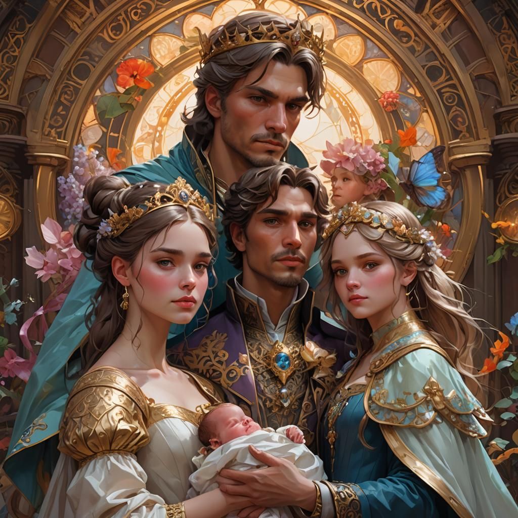 Fantasy Royal Family Portrait in Artgerm Style