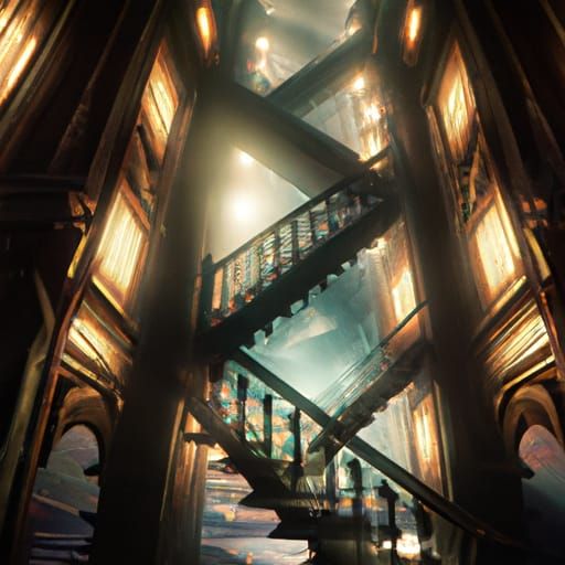 Epic Endless Staircase in Digital Matte Painting