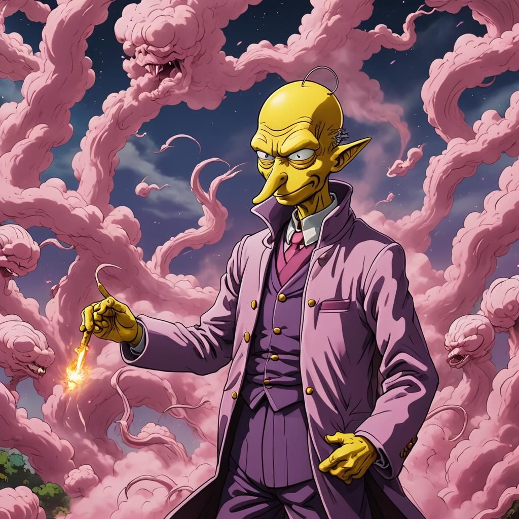 Mr. Burns as Majin Buu in Manga Style