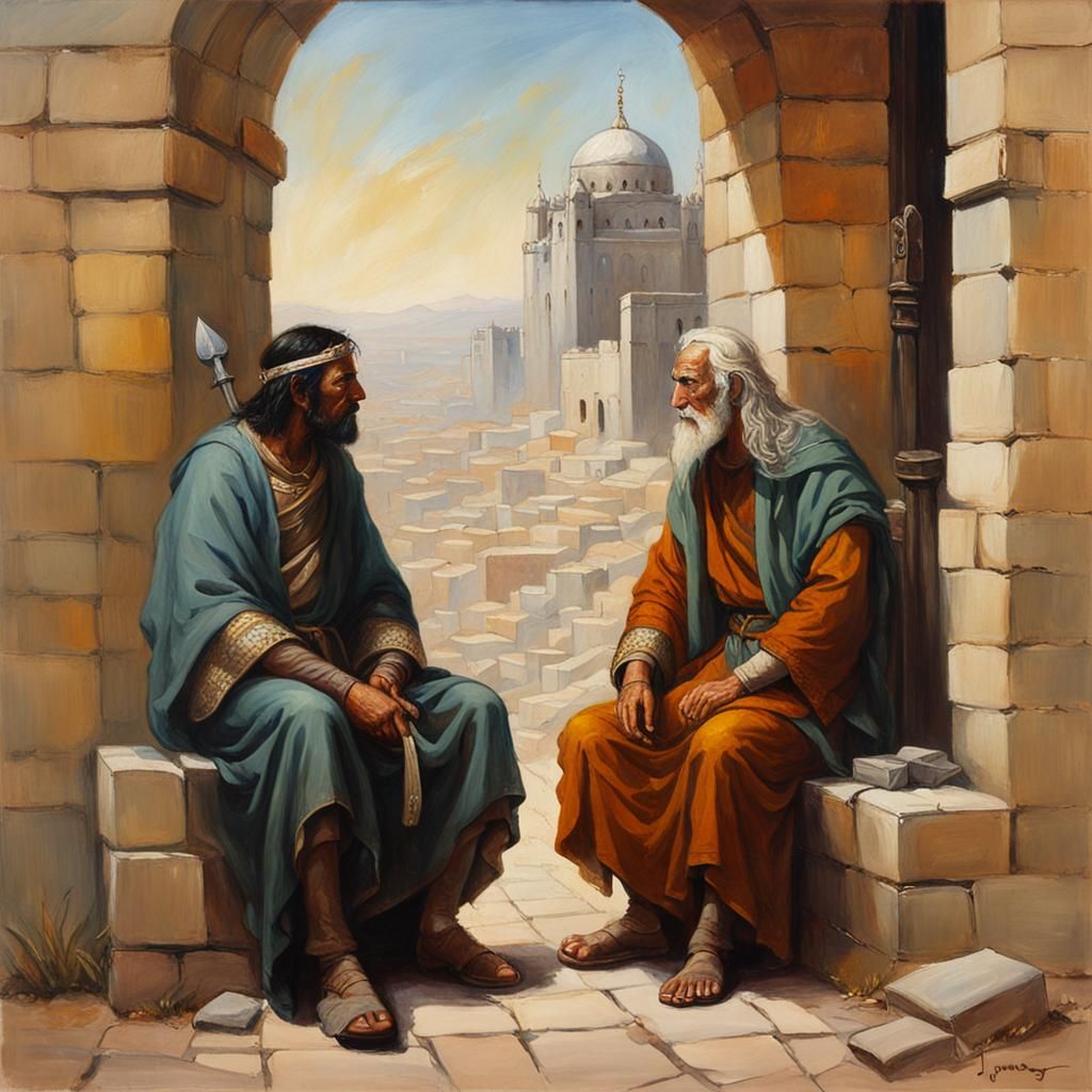 Sage and Disciple at City Gate Painting
