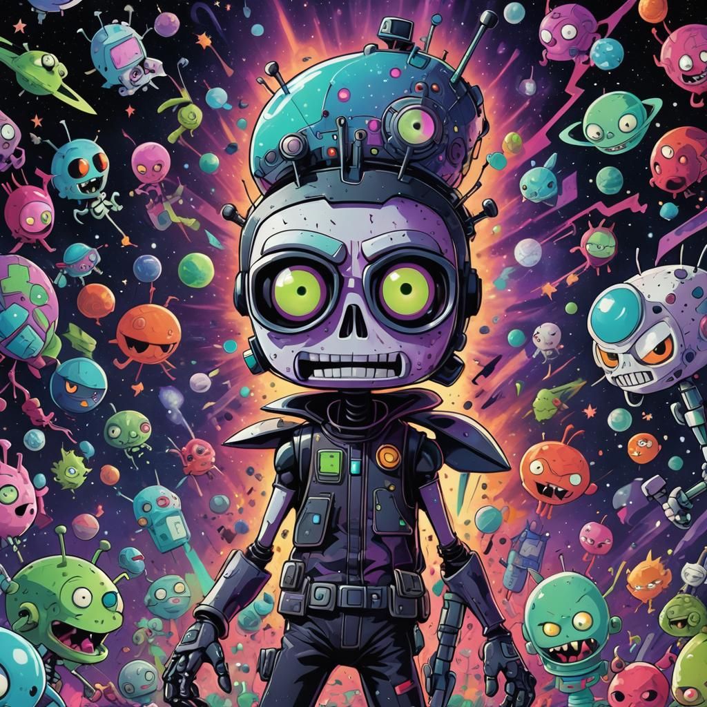 Invader Zim in Holographic Astral Style