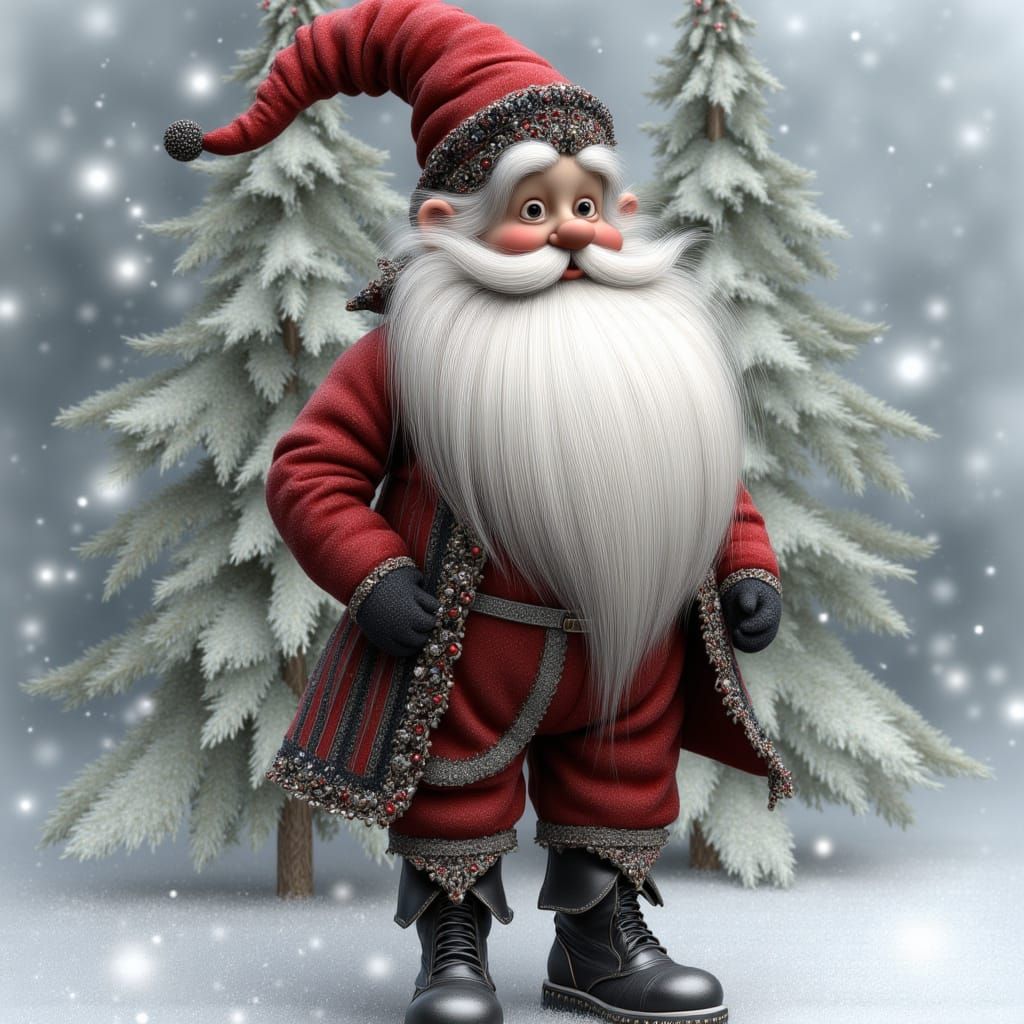 Whimsical Santa Claus in Alcohol Ink Style