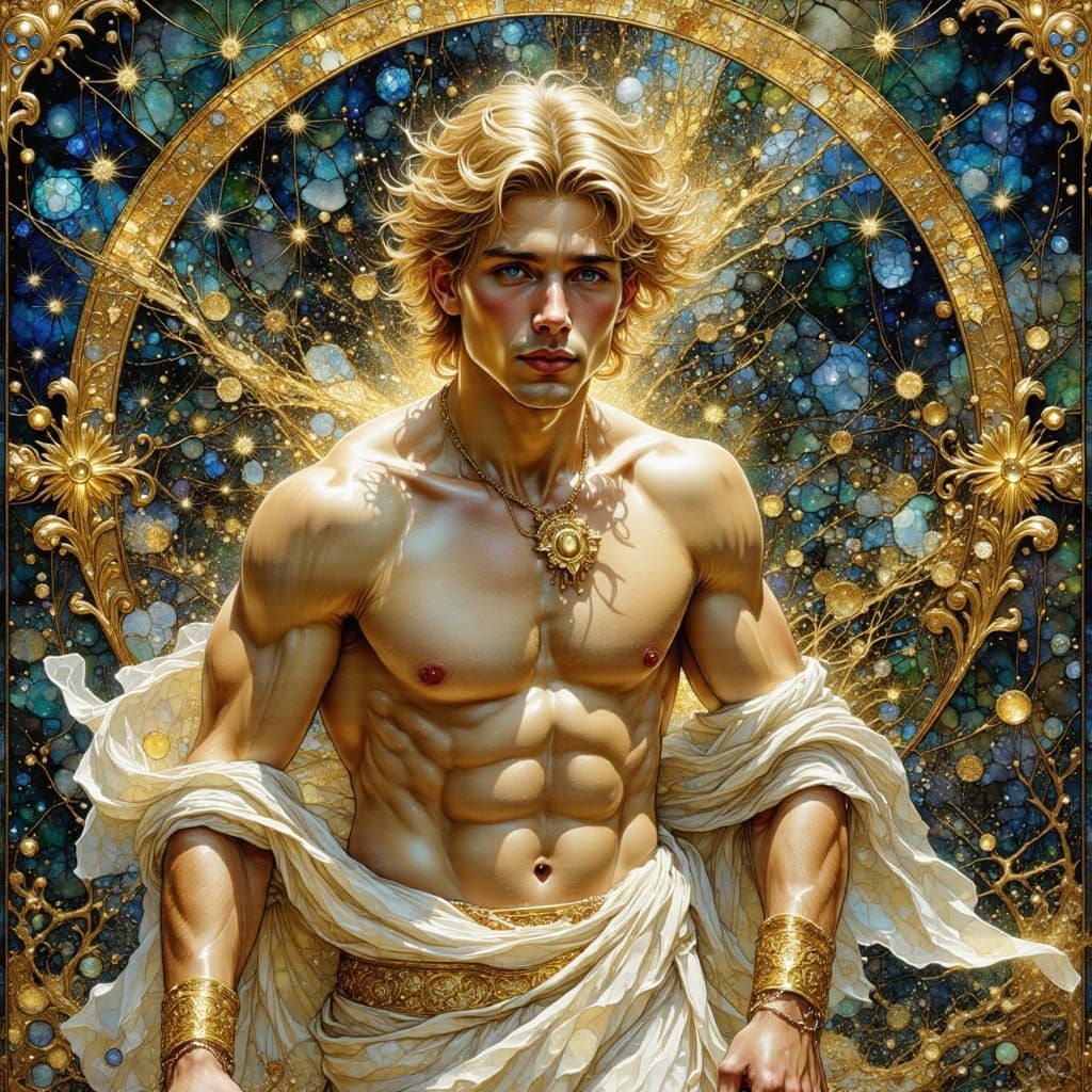 Greek Adonis in Impressionist Nouveau Style