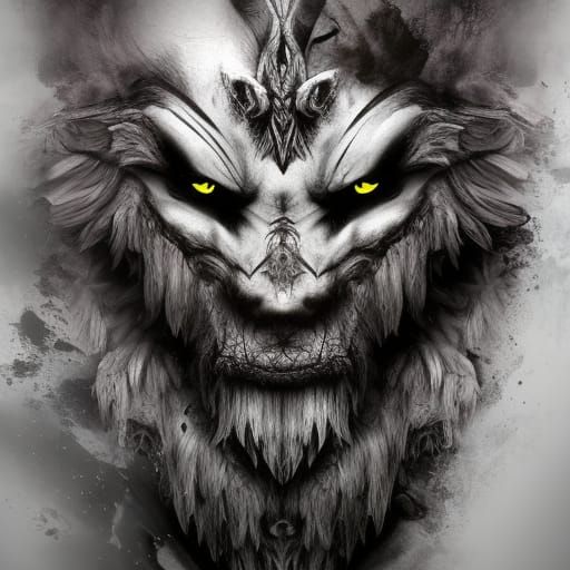 Detailed Wolf Man in Digital Matte Painting Style