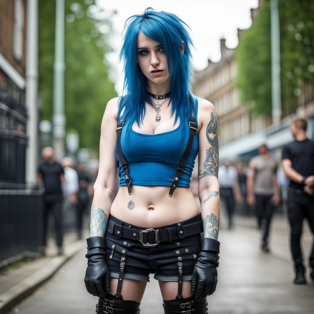 Blue-Haired Emo Girl in London: Professional Photography